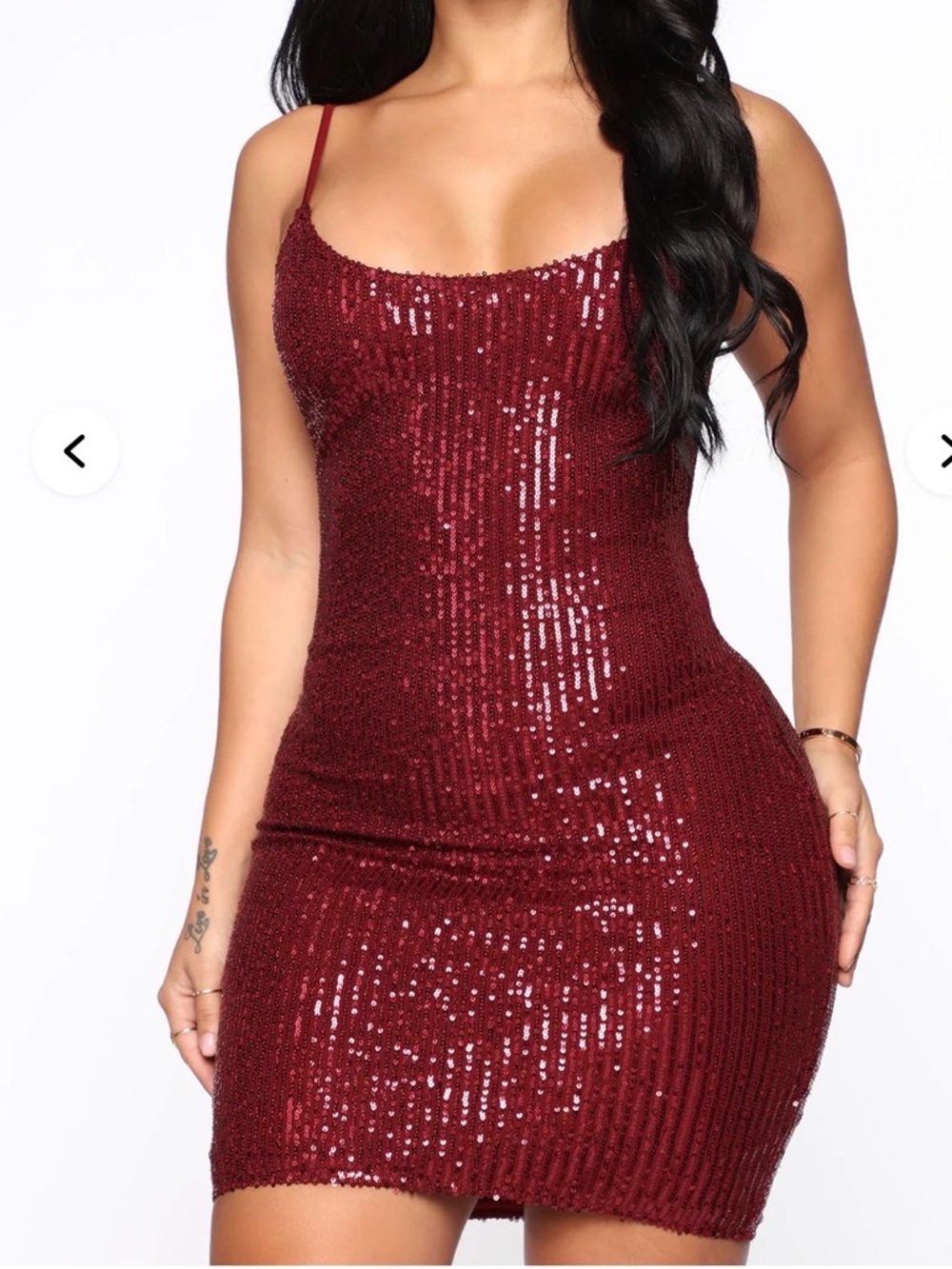 Fashion Nova Red Sequin Shiney Mini Party Dress- Adjustable Straps Sz M
